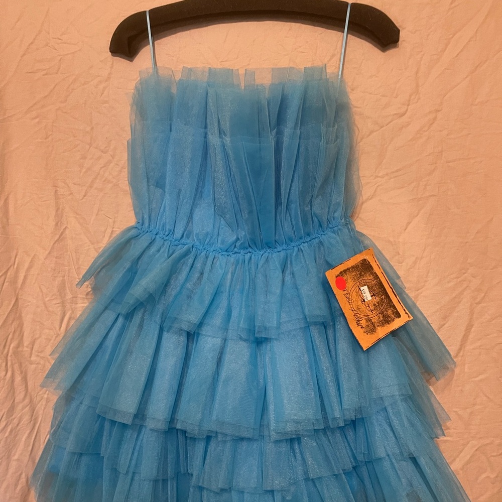 Blue Tiered Tulle Dress